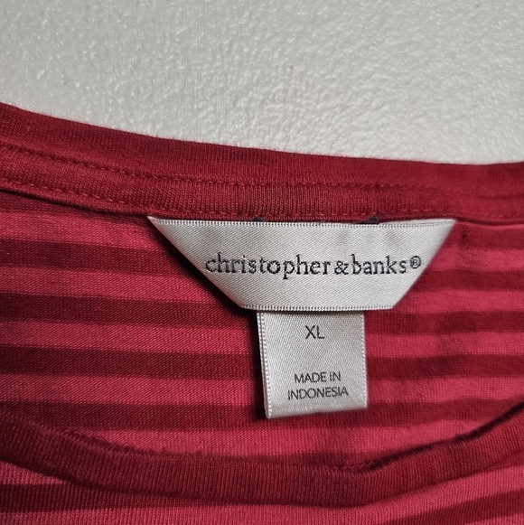 Christopher &‎ Banks Womens XL Red Striped Llama Long Sleeve T Shirt Top - Picture 8 of 10